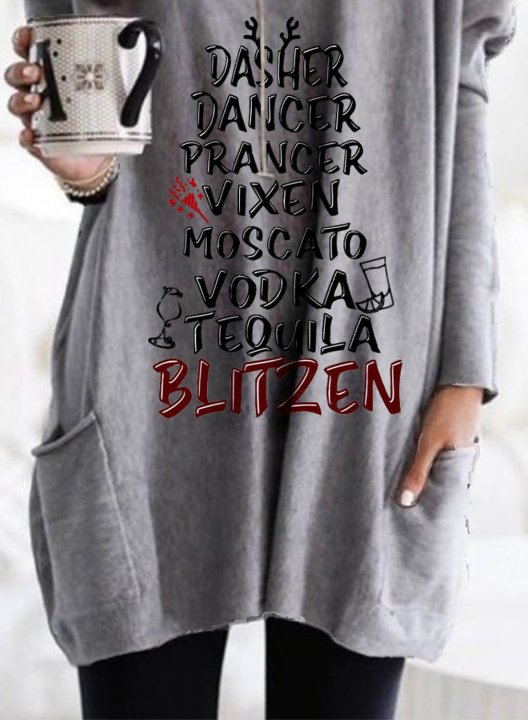 Women's T-shirts Casual Letter Solid Letter V Neck Long Sleeve Daily Pocket Tunic Tops