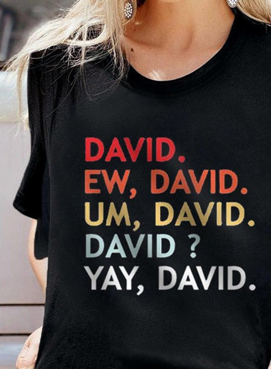 Women's Ew David T-shirts Casual Letter Solid Round Neck Short Sleeve Daily T-shirts