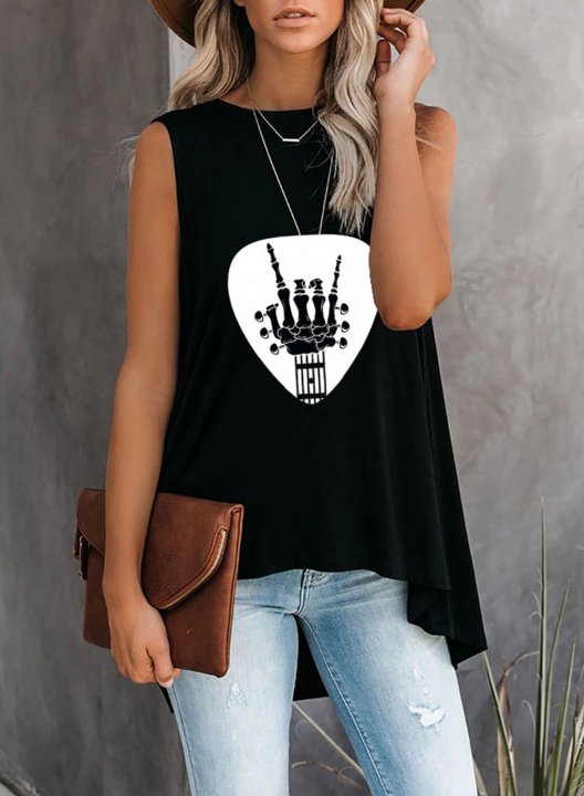 Women's Tank Tops Color Block Rock Sleeveless Round Neck Stylish Tank Top