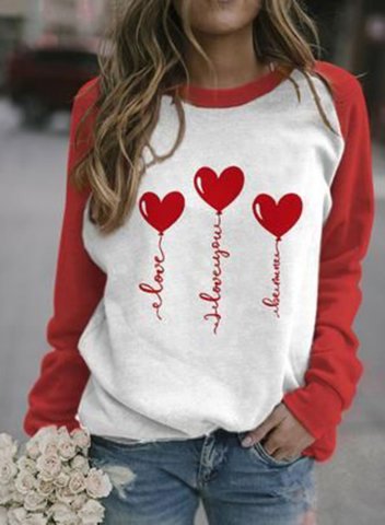 Women's Sweatshirts Heart Festival Print Long Sleeve Round Neck Sweatshirt