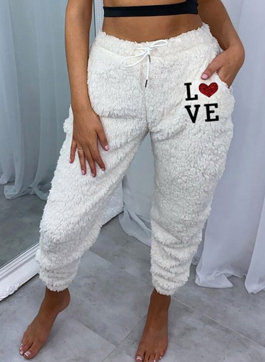 Women's Joggers Letter Heart-shaped Print Holiday High Waist Daily Full Length Pocket Joggers