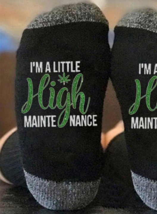 Women's I'm A Little High Maintenance Socks Letter Color Block Cotton Socks