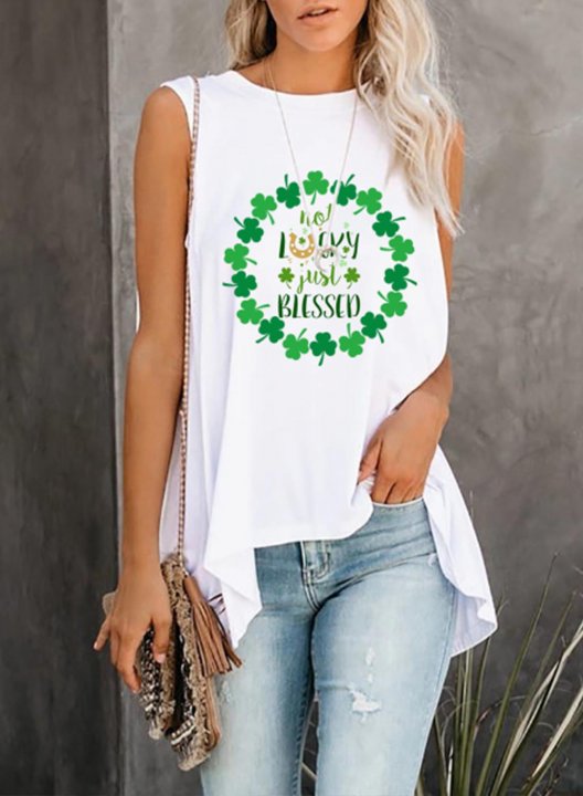 Women's Tank Tops Not Lucky Just Belssed Letter St Patrick's Day Design Festival Daily Tank Top