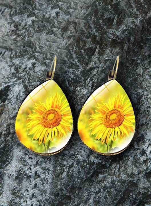 Women's Earrings Sun Flower Color Block Gem Drop Earrings