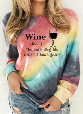 Women's Tie Dye Sweatshirt Wine The Glue Holding This 2020 Print Round Neck Sweatshirt
