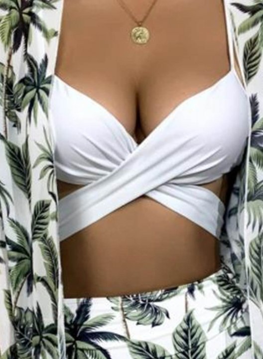 Women's Swimsuits Floral Beach Casual Three-Piece Swimsuit Bathing Suits