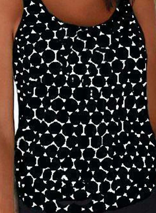 Women's Tank Tops Solid Polka Dot Vacation Sequin Unadjustable Wire-free Round Neck Padded Tops