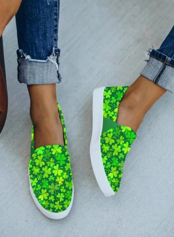 Women's St. Patrick's Day Sneakers Canvas Festival Shamrock Print Sporty Casual Daily Indoor Outdoor Sneakers