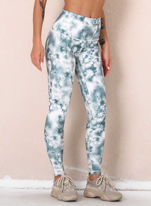 Women's Leggings Slim Color Block Tiedye Mid Waist Casual Full Length Track Pants