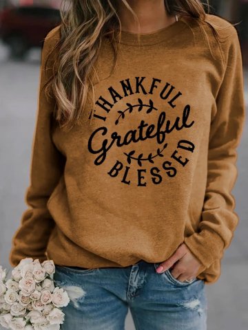 Thankful Grateful Blessed Long Sleeve Crewneck Sweatshirt