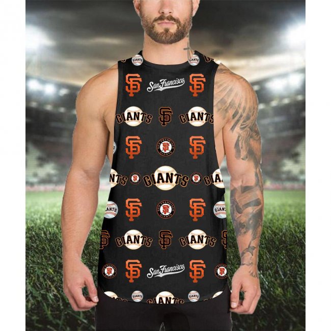 Men's crew neck team print sleeveless loose vest T-shirt