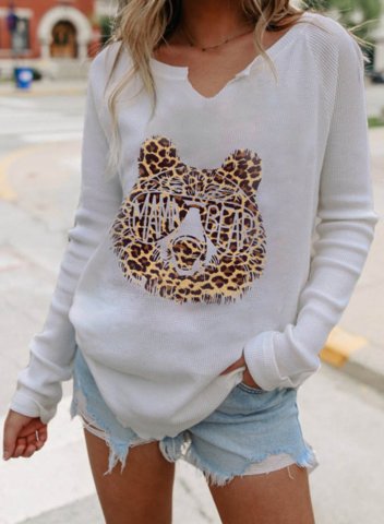 Women's Mama Bear Sweatshirt Casual Solid Animal Print V Neck Long Sleeve Daily Pullovers