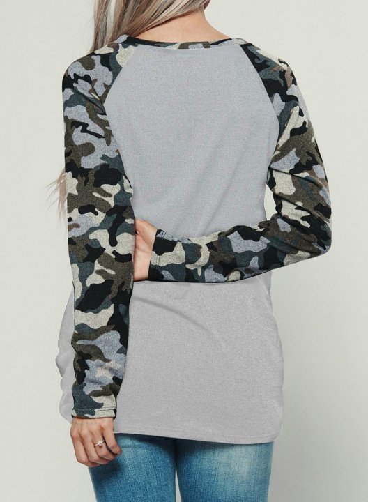 Twisted Camouflage Color Block Sweatshirt