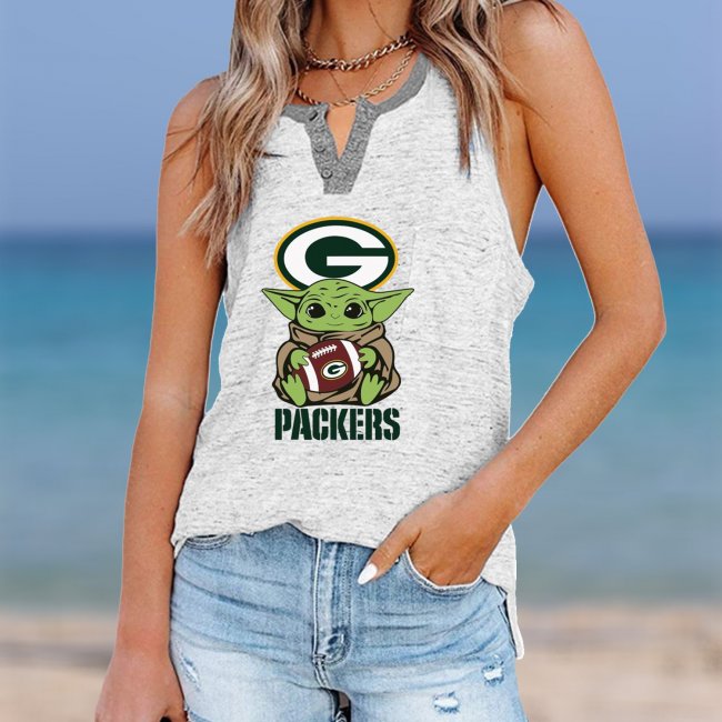 GREEN BAYPACKERS Should Support Yoda V- Neck Pocket Button Vests