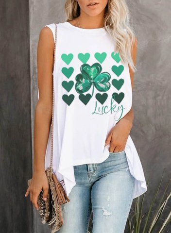 Women's St Patrick's Day Tank Tops Clover-print Festival Sleeveless Round Neck Casual Daily Tank Top