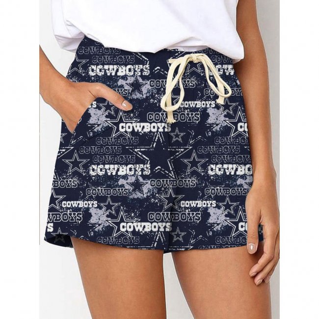 Dallas Cowboys Printed Drawstring Elastic Waist Casual Shorts