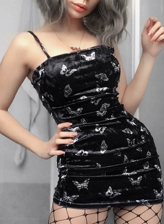 Women's Mini Dresses Floral Color Block Sleeveless Spaghetti Open-back Daily Mini Dress