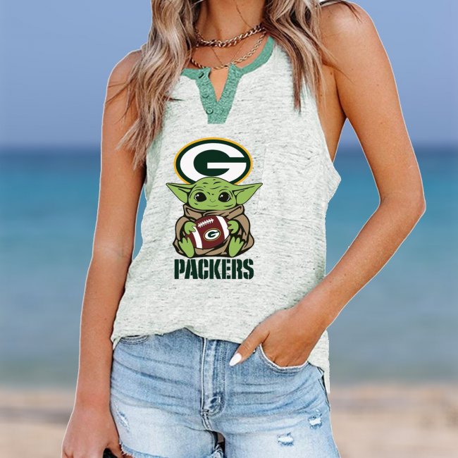 GREEN BAYPACKERS Should Support Yoda V- Neck Pocket Button Vests