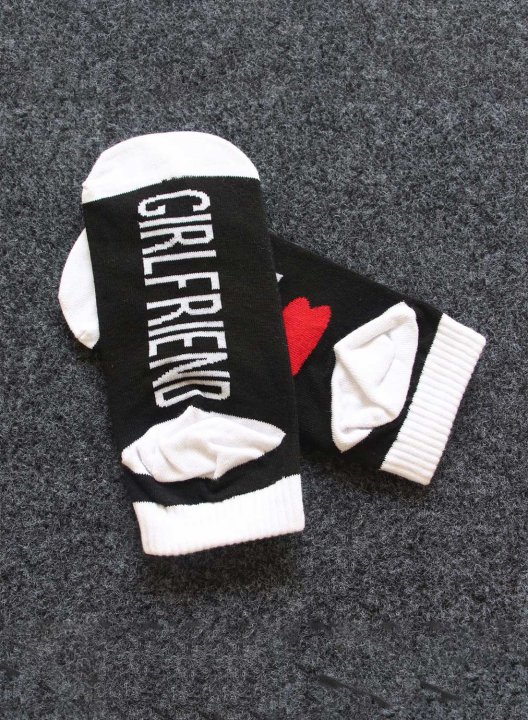 My Love & Girlfriend Print Women's Socks Color Block Letter Cotton Socks