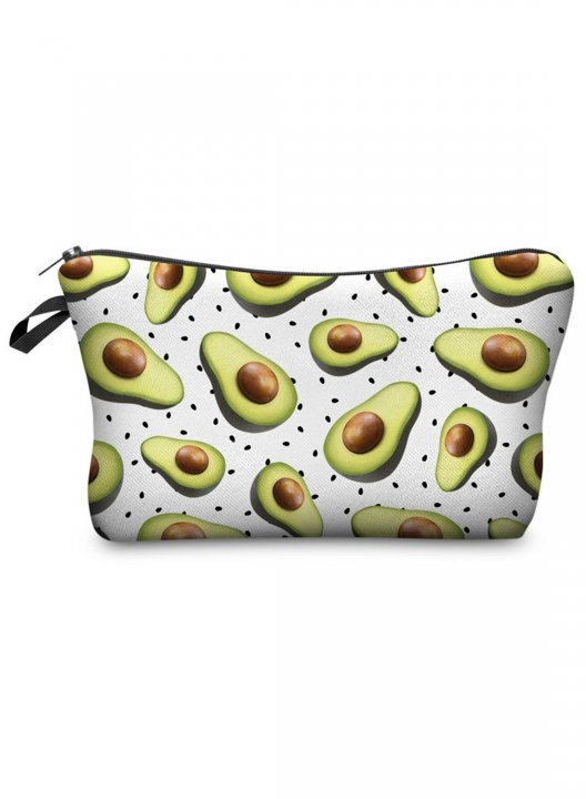 Women's Bags 3D Digital Printing Avocado Wave point Cosmetic Bag