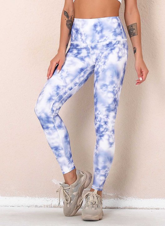 Women's Leggings Slim Color Block Tiedye Mid Waist Casual Full Length Track Pants