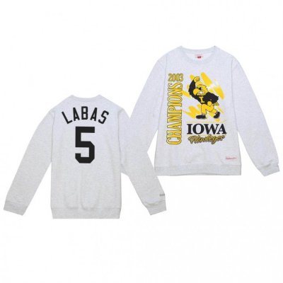 Joe Labas Iowa Hawkeyes Sweatshirt #5 Retro Brush Crew White 2003 Champs