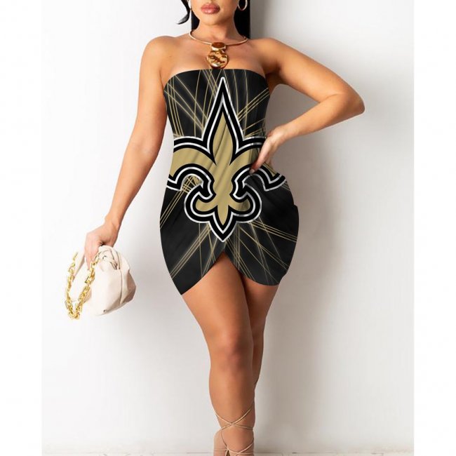 New Orleans Saints Printed Irregular Bandeau Midi Dress