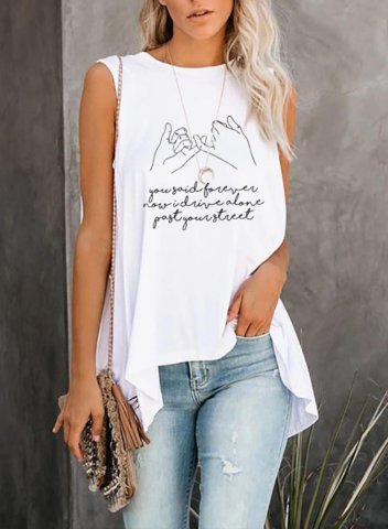 Women's Tank Tops Letter Solid Summer Sleeveless Round Neck Casual Daily Tunic Tops