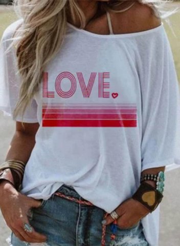 Women's T-shirts Letter Love Print Short Sleeve Round Neck Daily T-shirt