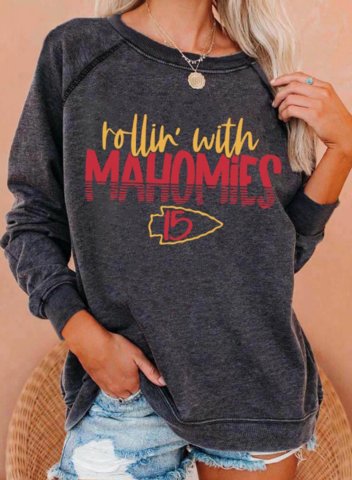 Rolling With Mahomes Letter Print Women's Sweatshirts