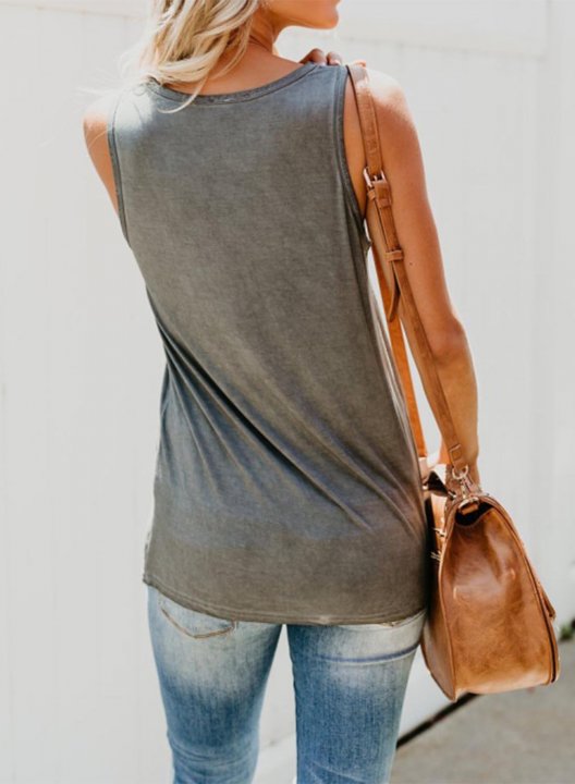 Women's Feeling Kinda IDGAF-ish today Tank Tops Casual Solid Letter Summer Sleeveless Round Neck Tops