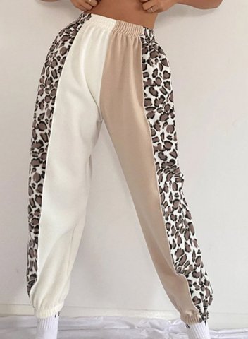 Women's Joggers Color Block Leopard Straight High Waist Daily Full Length Joggers
