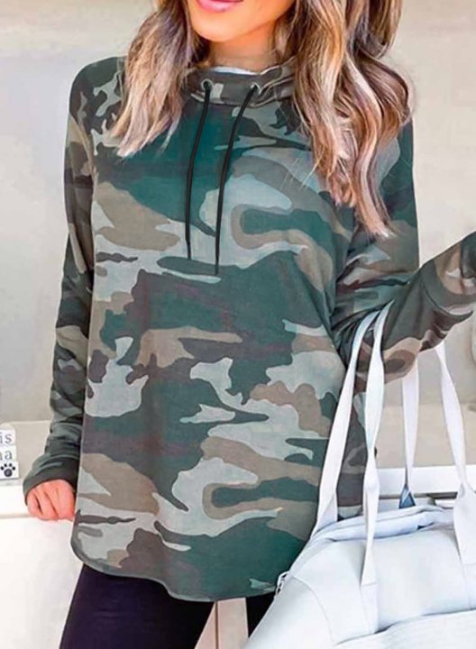 Camouflage High Neck Daily Sweatshirt