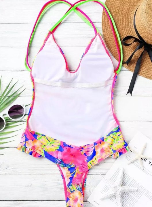 Women's One Piece Swimwear Floral One-Piece Swimsuits One-Piece Bathing Suits