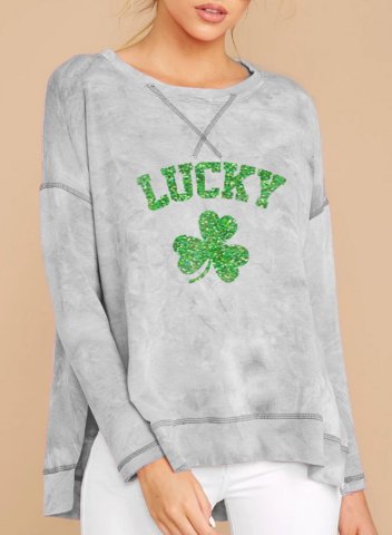 Women's St.Patrick's Day Sweatshirt Shamrock Lucky Round Neck Long Sleeve Casual Daily Pullovers