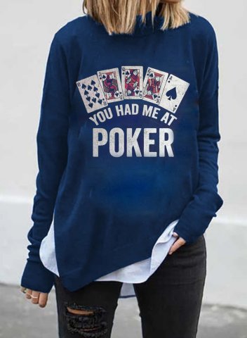 Poker Print Long Sleeve Sweatshirt