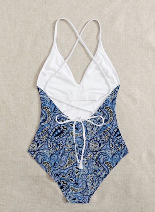 Women's One Piece Swimwear Paisley Spaghetti One-Piece Swimsuit