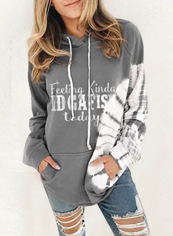 Women's Hoodies Letter Feeling Kinda IDGAF-ish today Solid Drawstring Pocket Long Sleeve Casual Hoodies