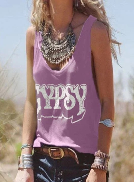 Women's Tank Tops Letter Rock Sleeveless U Neck Daily Stylish Tank Top