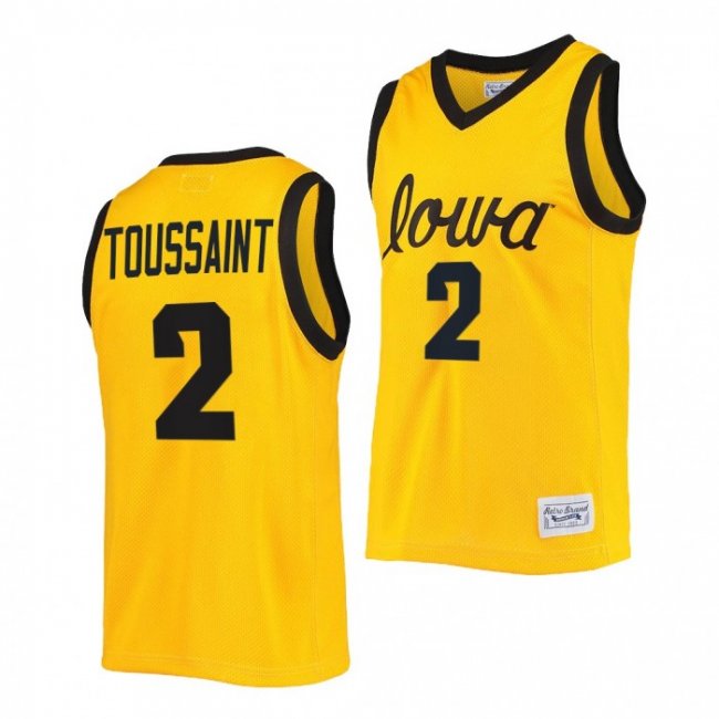 Joe Toussaint #2 Iowa Hawkeyes Commemorative Classic Gold Jersey 2022 College Basketball