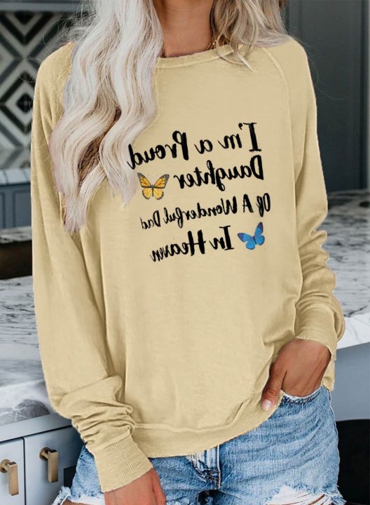 Women's Pullovers Solid Letter Round Neck Long Sleeve Casual Daily Pullovers