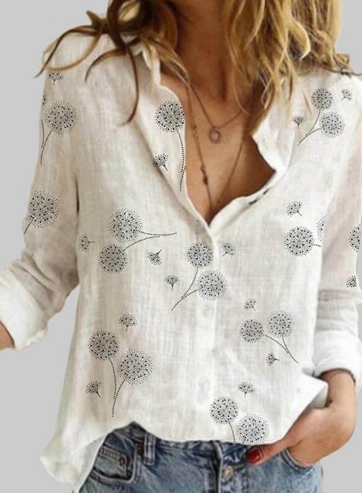 Women's Blouses Floral Long Sleeve V Neck Daily Blouse