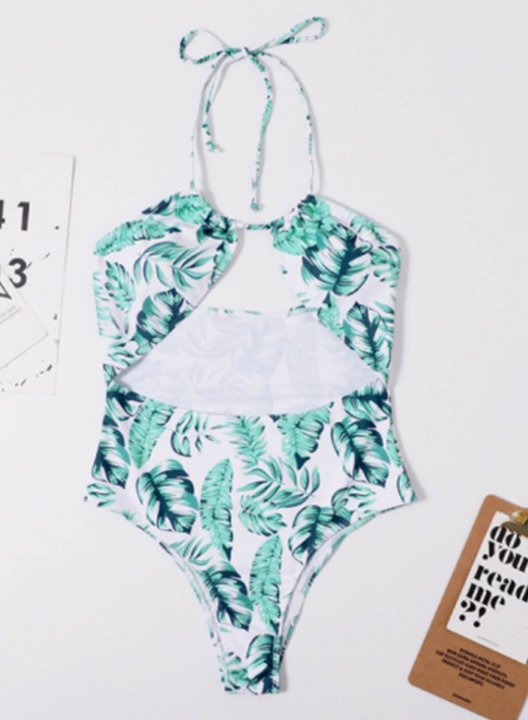 Women's One Piece Swimwear Floral Halter Vacation One-Piece Swimsuits One-Piece Bathing Suits