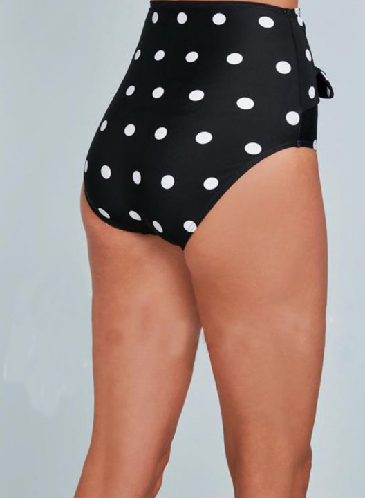 Women's Swim Shorts High Waist Polka Dot Knot Swim Shorts