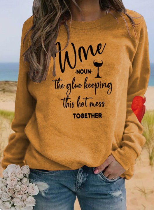 Wine The Glue Holding This 2020 Sweatshirt Casual Crew Neck Print Long Sleeve Sweatshirts