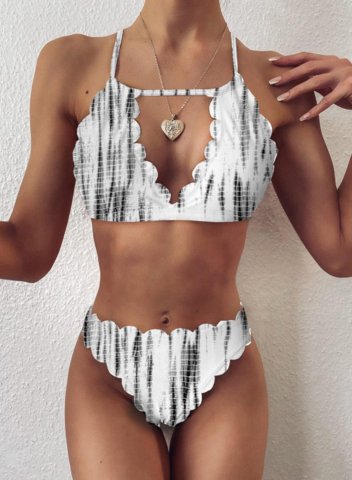 Women's Bikinis Color Block Sleeveless Adjustable Wire-free V Neck Padded Vacation Bikini