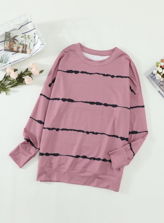 Striped Abstract Long Sleeve Casual Sweatshirt