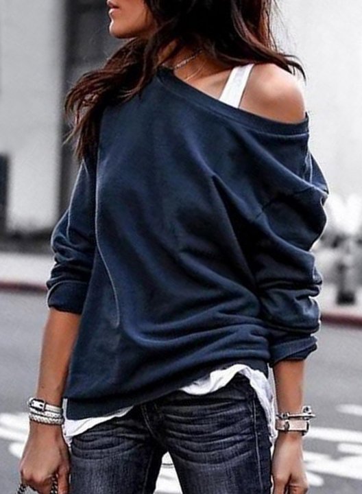 Off Shoulder Casual Sweatershirt