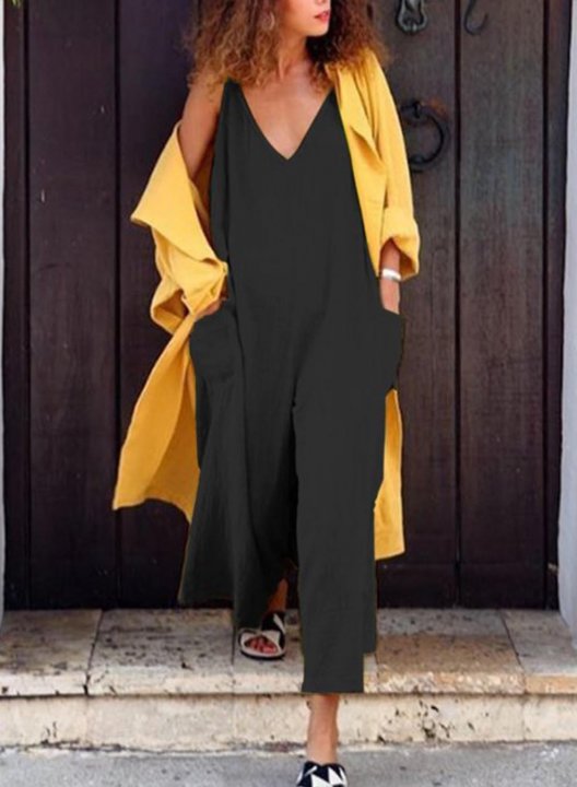 Women's Jumpsuits Wide Leg Solid High Waist Full Length Daily Basic Jumpsuits