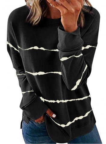Striped Abstract Long Sleeve Casual Sweatshirt